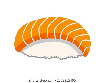 Salmon nigiri sushi, Japanese food hand drawn vector illustration