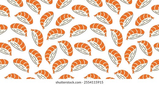 Salmon nigiri sushi seamless pattern background. Sushi Japanese food motif wallpaper. Vector illustration