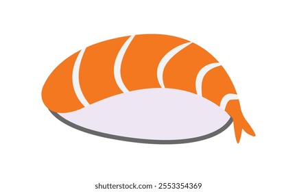 Sushi de salmón nigiri en ilustración de estilo plano simple. Comida japonesa