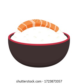Salmon on rice. Japan rice vector. Japan food vector.