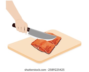 Salmon on a white background.