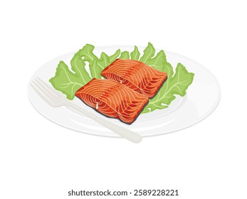 Salmon on a white background.
