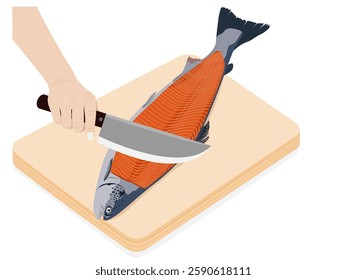 Salmon on a white background.