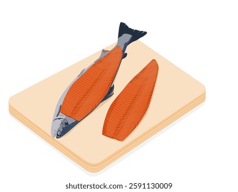 Salmon on a white background.