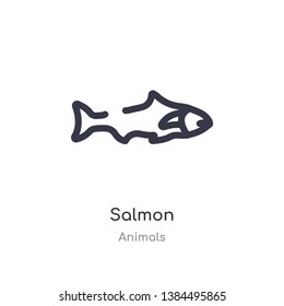 salmon outline icon. isolated line vector illustration from animals collection. editable thin stroke salmon icon on white background