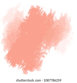 salmon pink hand drawn watercolor stain pattern with gradients and fringed border, vector illustration