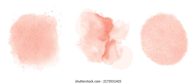 Salmon Pink Splash Watercolor Set. Eps 10.