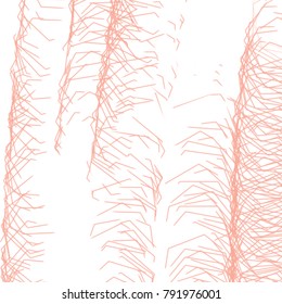 salmon pink vertical scribble pattern with disconnected lines on white background, vector illustration