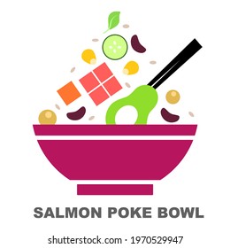 Salmon poke bowl with healthy ingredients