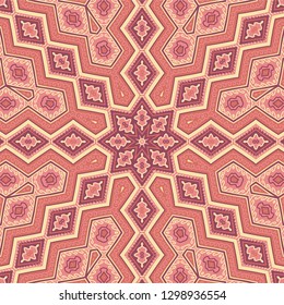 Salmon - red seamless vector ornament,  zigzag pattern