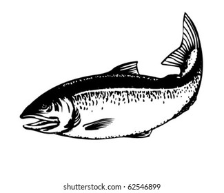 Salmon - Retro Clipart Illustration