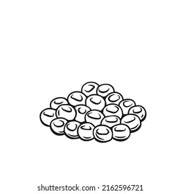 Salmon roe, caviar outline vector icon. Drawn monochrome seafood delicacy, restaurant menu decoration design object concept