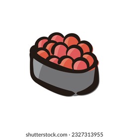 Salmon roe - Sushi Icon or Illustration. Color version of hand drawn lines.