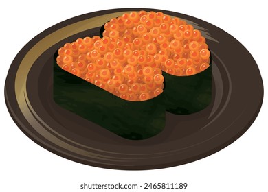 Salmón o sushi. Cocina japonesa. Ilustración vectorial.