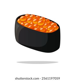 Salmon roe sushi vector isolated on white background.