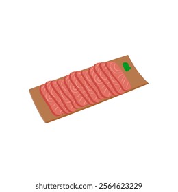 Salmon Sashimi Fillet Filet Seafood Vector Illustration, Isolated