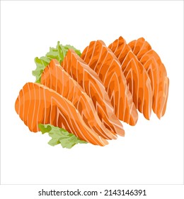 Salmon sashimi. Isolated vector illustration.