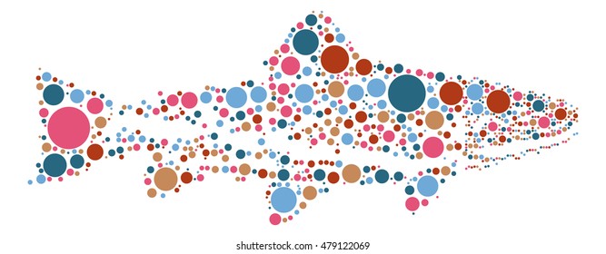 salmon shape vector design by color point