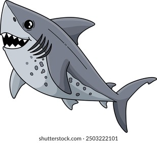 Salmon Shark Cartoon Colored Clipart Illustration