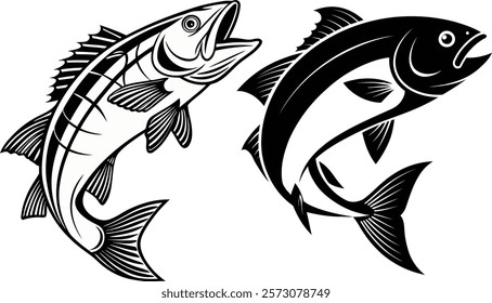 Salmon silhouette fish vector illustration