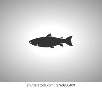 Salmon Silhouette on White Background. Isolated Vector Animal Template for Logo Company, Icon, Symbol etc