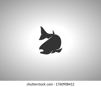 Salmon Silhouette on White Background. Isolated Vector Animal Template for Logo Company, Icon, Symbol etc