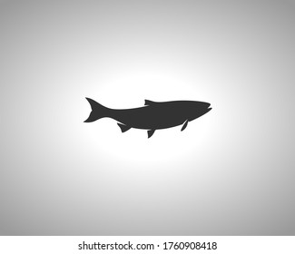 Salmon Silhouette on White Background. Isolated Vector Animal Template for Logo Company, Icon, Symbol etc