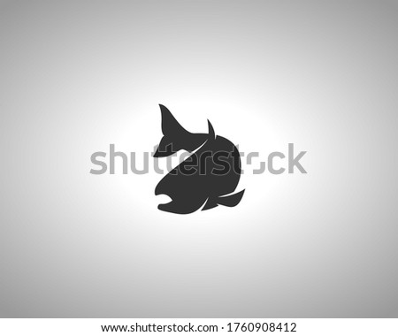 Salmon Silhouette on White Background. Isolated Vector Animal Template for Logo Company, Icon, Symbol etc