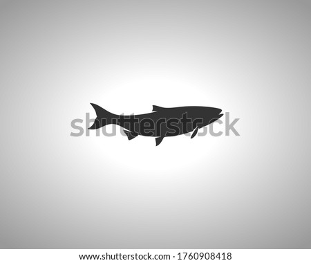 Salmon Silhouette on White Background. Isolated Vector Animal Template for Logo Company, Icon, Symbol etc