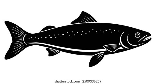 Vector de la silueta del salmón en el fondo blanco