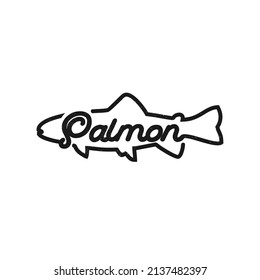 salmon simple outline fish line art monoline logo vector icon template