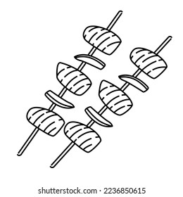 Dibujo vectorial del estilo del esqueleto del salmón aislado en fondo blanco