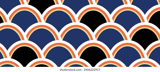 Salmon skin pattern texture background vector. Abstract salmon skin on colorful background with stripes salmon line art. Design illustration for Japanese Restaurant, website, banner, packaging.