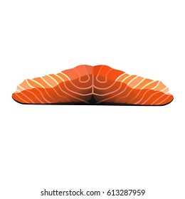 Salmon slice on the white background. Vector illustration.