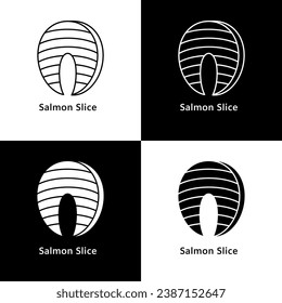 Salmon Slice. Sushi Fish healthy food Logo Icon