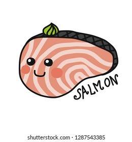 Salmon slide cartoon vector illustration doodle style