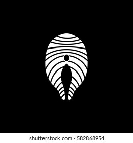 Salmon solid icon, food & drink elements, seafood sign, a filled pattern on a black background, eps 10.