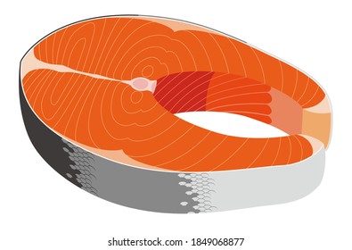Salmon steak against white background