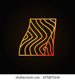 Salmon steak colored linear icon. Vector red fish slice or fillet creative symbol or logo element on dark background