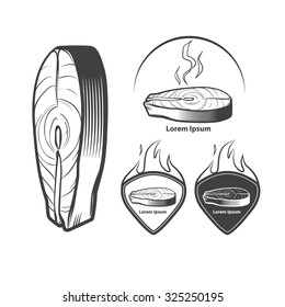 salmon steak, design elements, for restaurant menu design, simple illustration