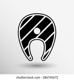 salmon steak fish design vector icon logo.