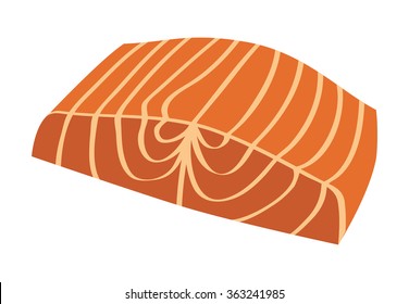 Salmon Steak Fish Fillet Flat Vector Color Icon For Food Apps And Websites