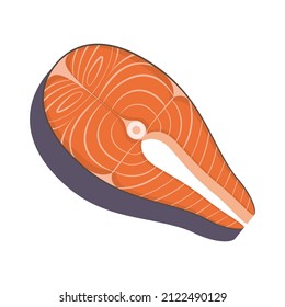 Salmon steak, fish steak, fish fillet, red fish Vector illustration