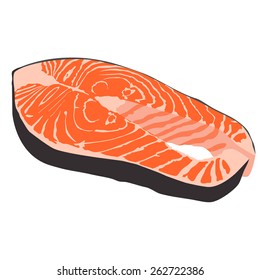 Salmon steak, fish steak, fish fillet vector isolated, red fish