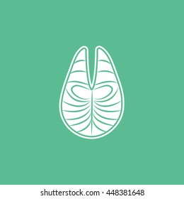 Salmon Steak Flat Icon On Green Background
