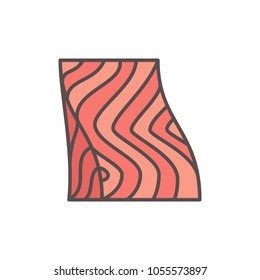 Salmon steak flat icon. Vector red fish slice or fillet creative symbol or logo element