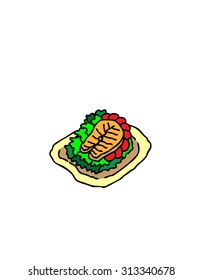 salmon steak with fresh vegetable