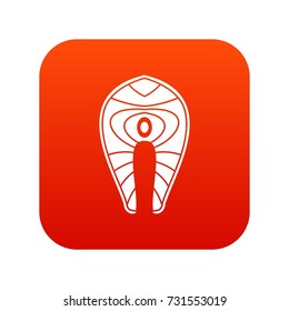 Salmon steak icon digital red for any design isolated on white vector illustration