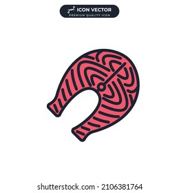 salmon steak icon symbol template for graphic and web design collection logo vector illustration
