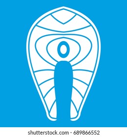 Salmon steak icon white isolated on blue background vector illustration